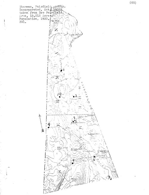 Sherman, Connecticut Cemetery Map from the Hale Collection of Cemetery Records